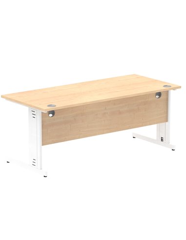 Dynamic Impulse 1800 x 800mm Straight Office Desk Maple Top White Cable Managed Leg MI002500