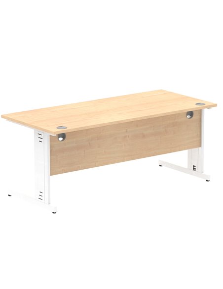 Dynamic Impulse 1800 x 800mm Straight Office Desk Maple Top White Cable Managed Leg MI002500 - pic 76931 | FastDaddyshop