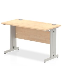 Dynamic Impulse 1200 x 600mm Straight Office Desk Maple Top Silver Cable Managed Leg MI002502