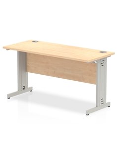 Dynamic Impulse 1400 x 600mm Straight Office Desk Maple Top Silver Cable Managed Leg MI002503
