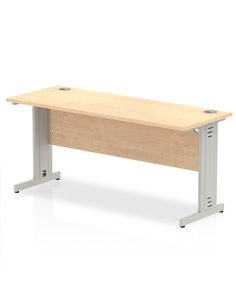 Dynamic Impulse 1600 x 600mm Straight Office Desk Maple Top Silver Cable Managed Leg MI002504