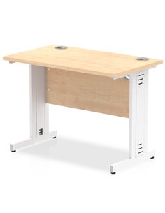 Dynamic Impulse 1000 x 600mm Straight Office Desk Maple Top White Cable Managed Leg MI002506