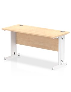 Dynamic Impulse 1400 x 600mm Straight Office Desk Maple Top White Cable Managed Leg MI002508