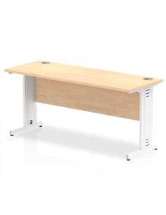Dynamic Impulse 1600 x 600mm Straight Office Desk Maple Top White Cable Managed Leg MI002509