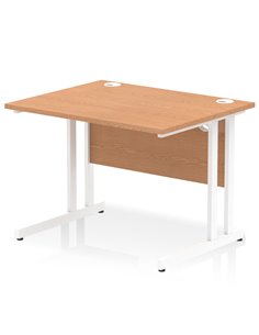 Dynamic Impulse 1000 x 800mm Straight Office Desk Oak Top White Cantilever Leg MI002642