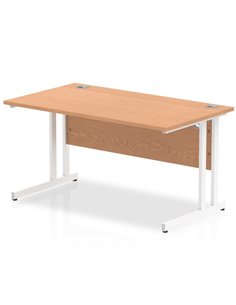 Dynamic Impulse 1400 x 800mm Straight Office Desk Oak Top White Cantilever Leg MI002644