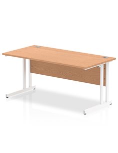 Dynamic Impulse 1600 x 800mm Straight Office Desk Oak Top White Cantilever Leg MI002645