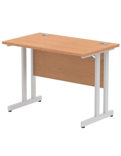 Dynamic Impulse 1000 x 600mm Straight Office Desk Oak Top Silver Cantilever Leg MI002647