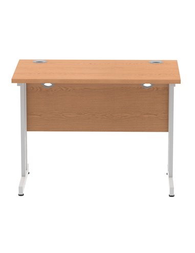 Dynamic Impulse 1000 x 600mm Straight Office Desk Oak Top Silver Cantilever Leg MI002647