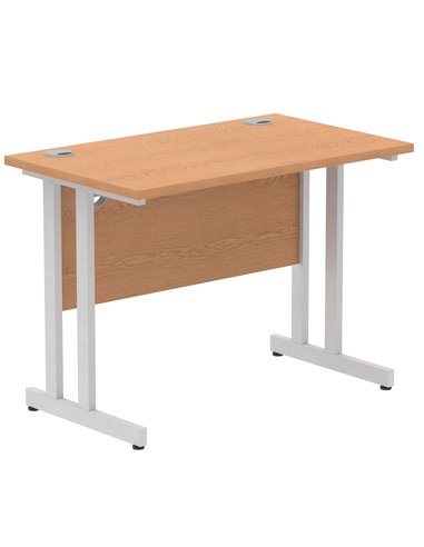 Dynamic Impulse 1000 x 600mm Straight Office Desk Oak Top Silver Cantilever Leg MI002647