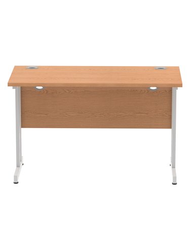 Dynamic Impulse 1200 x 600mm Straight Office Desk Oak Top Silver Cantilever Leg MI002648