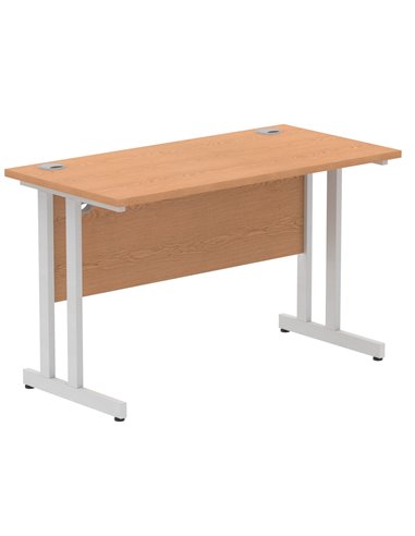 Dynamic Impulse 1200 x 600mm Straight Office Desk Oak Top Silver Cantilever Leg MI002648