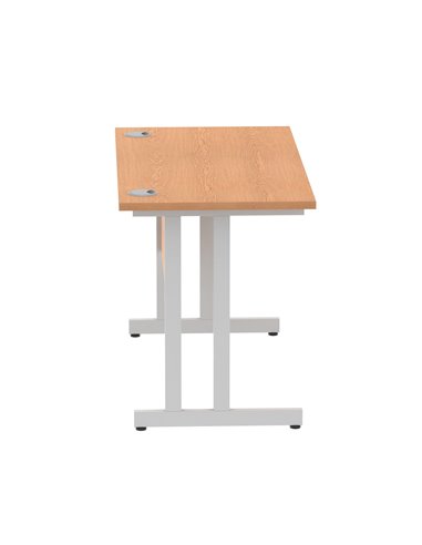 Dynamic Impulse 1200 x 600mm Straight Office Desk Oak Top Silver Cantilever Leg MI002648