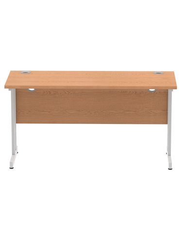 Dynamic Impulse 1400 x 600mm Straight Office Desk Oak Top Silver Cantilever Leg MI002649