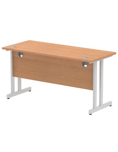 Dynamic Impulse 1400 x 600mm Straight Office Desk Oak Top Silver Cantilever Leg MI002649