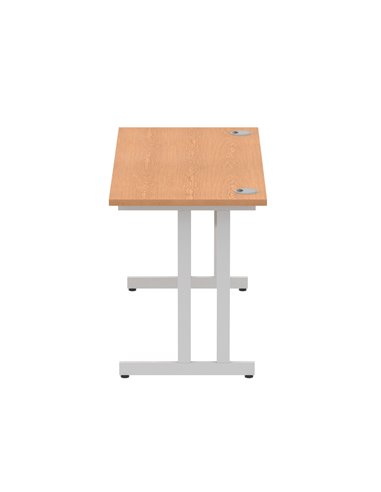 Dynamic Impulse 1400 x 600mm Straight Office Desk Oak Top Silver Cantilever Leg MI002649