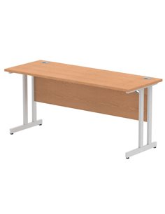 Dynamic Impulse 1600 x 600mm Straight Office Desk Oak Top Silver Cantilever Leg MI002650