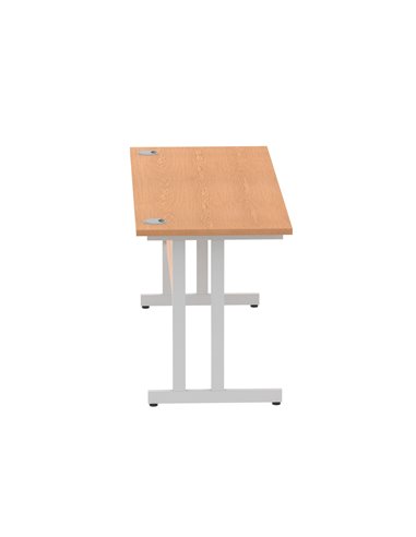 Dynamic Impulse 1600 x 600mm Straight Office Desk Oak Top Silver Cantilever Leg MI002650