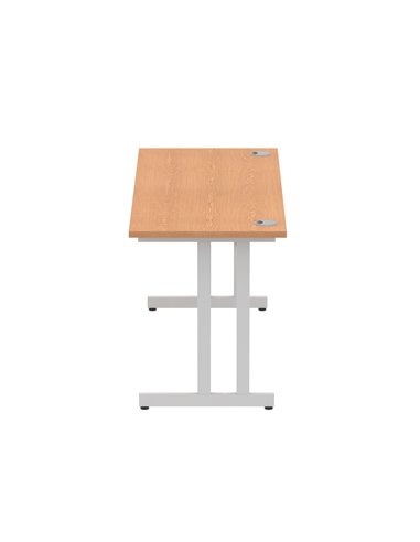 Dynamic Impulse 1600 x 600mm Straight Office Desk Oak Top Silver Cantilever Leg MI002650
