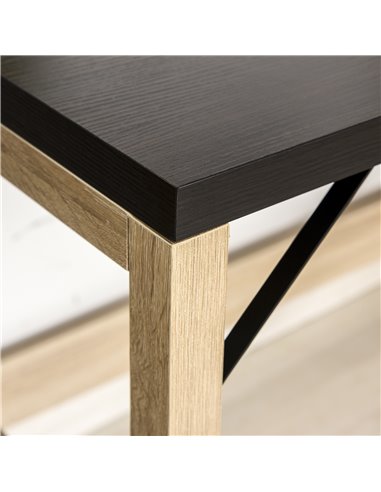 HOMCOM Computer Desk with shelves Office Desk Workstation������Writing Desk Computer PC Laptop Table Workstation, Black Wood Gra