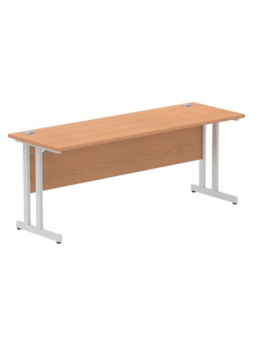 Dynamic Impulse 1800 x 600mm Straight Office Desk Oak Top Silver Cantilever Leg MI002651