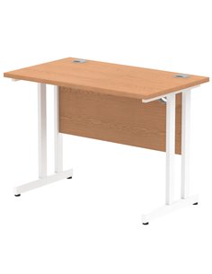 Dynamic Impulse 1000 x 600mm Straight Office Desk Oak Top White Cantilever Leg MI002652