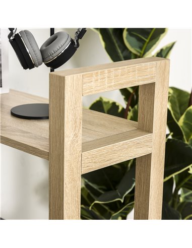 HOMCOM Computer Desk with shelves Office Desk Workstation������Writing Desk Computer PC Laptop Table Workstation, Black Wood Gra