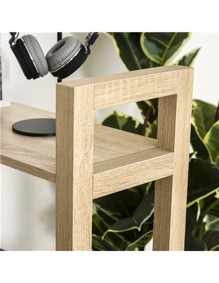 HOMCOM Computer Desk with shelves Office Desk Workstation������Writing Desk Computer PC Laptop Table Workstation, Black Wood Gra - pic 7699 | FastDaddyshop