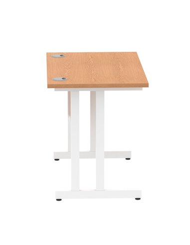 Dynamic Impulse 1000 x 600mm Straight Office Desk Oak Top White Cantilever Leg MI002652
