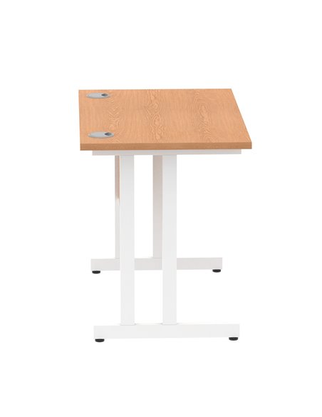 Dynamic Impulse 1000 x 600mm Straight Office Desk Oak Top White Cantilever Leg MI002652 - pic 76991 | FastDaddyshop