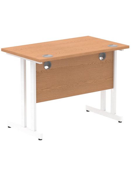 Dynamic Impulse 1000 x 600mm Straight Office Desk Oak Top White Cantilever Leg MI002652 - pic 76994 | FastDaddyshop