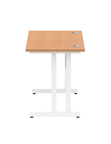 Dynamic Impulse 1000 x 600mm Straight Office Desk Oak Top White Cantilever Leg MI002652
