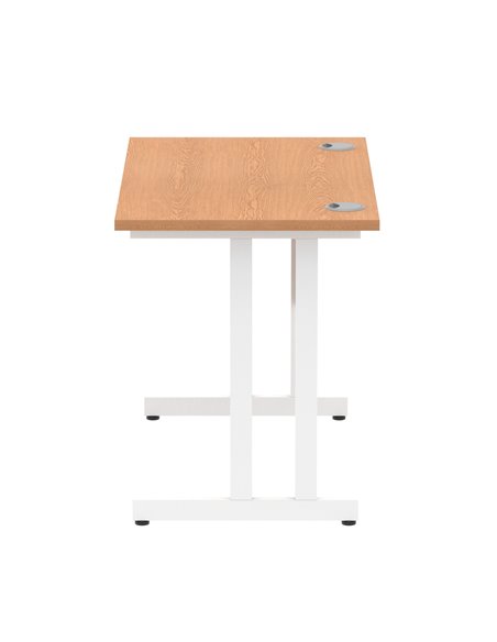 Dynamic Impulse 1000 x 600mm Straight Office Desk Oak Top White Cantilever Leg MI002652 - pic 76995 | FastDaddyshop