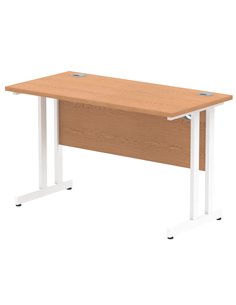 Dynamic Impulse 1200 x 600mm Straight Office Desk Oak Top White Cantilever Leg MI002653