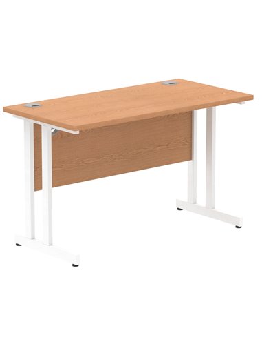 Dynamic Impulse 1200 x 600mm Straight Office Desk Oak Top White Cantilever Leg MI002653
