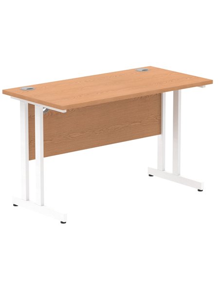 Dynamic Impulse 1200 x 600mm Straight Office Desk Oak Top White Cantilever Leg MI002653 - pic 76998 | FastDaddyshop