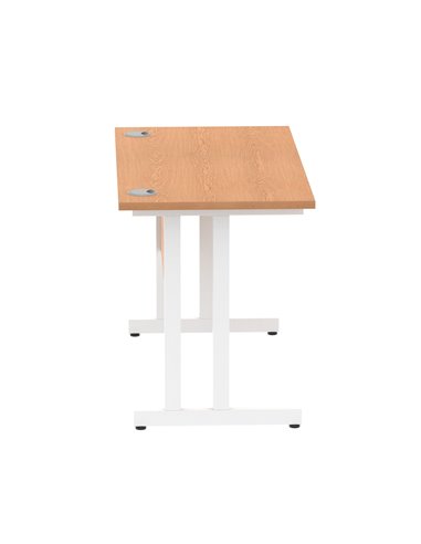 Dynamic Impulse 1200 x 600mm Straight Office Desk Oak Top White Cantilever Leg MI002653