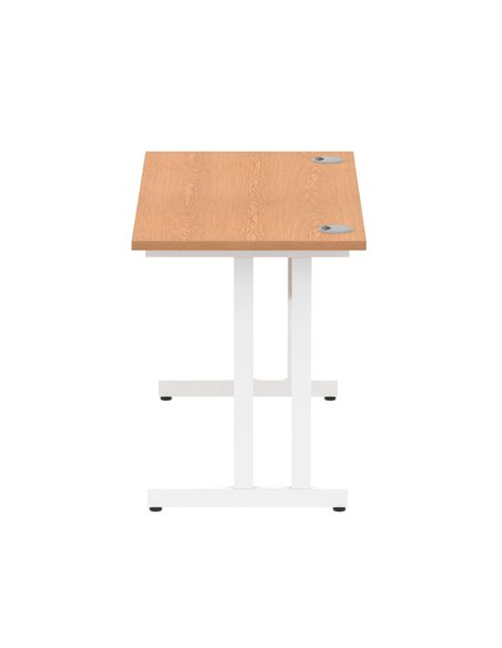 Dynamic Impulse 1200 x 600mm Straight Office Desk Oak Top White Cantilever Leg MI002653 - pic 77003 | FastDaddyshop
