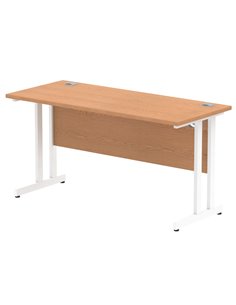 Dynamic Impulse 1400 x 600mm Straight Office Desk Oak Top White Cantilever Leg MI002654
