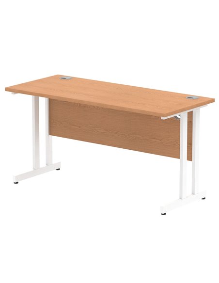 Dynamic Impulse 1400 x 600mm Straight Office Desk Oak Top White Cantilever Leg MI002654 - pic 77004 | FastDaddyshop