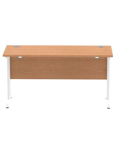 Dynamic Impulse 1400 x 600mm Straight Office Desk Oak Top White Cantilever Leg MI002654