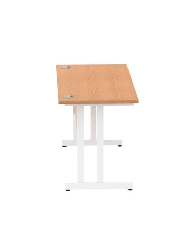 Dynamic Impulse 1400 x 600mm Straight Office Desk Oak Top White Cantilever Leg MI002654