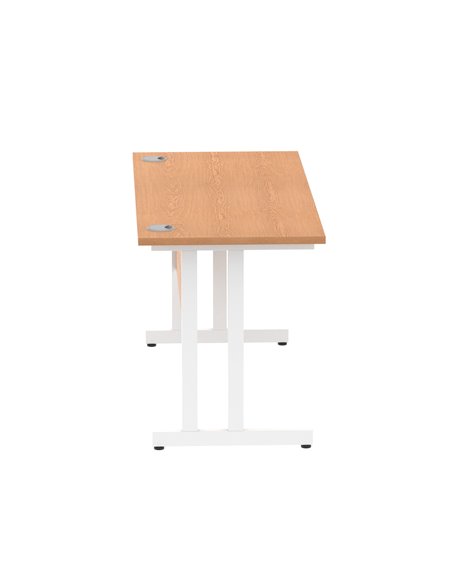 Dynamic Impulse 1400 x 600mm Straight Office Desk Oak Top White Cantilever Leg MI002654 - pic 77007 | FastDaddyshop