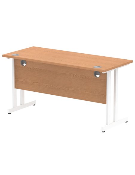 Dynamic Impulse 1400 x 600mm Straight Office Desk Oak Top White Cantilever Leg MI002654 - pic 77008 | FastDaddyshop