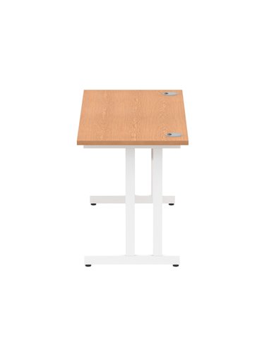 Dynamic Impulse 1400 x 600mm Straight Office Desk Oak Top White Cantilever Leg MI002654