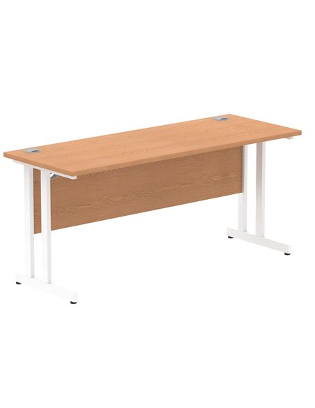 Dynamic Impulse 1600 x 600mm Straight Office Desk Oak Top White Cantilever Leg MI002655 - pic 77014 | FastDaddyshop