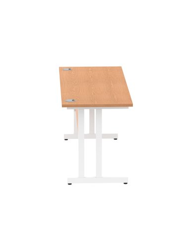 Dynamic Impulse 1600 x 600mm Straight Office Desk Oak Top White Cantilever Leg MI002655