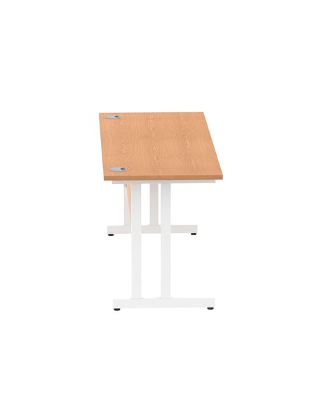 Dynamic Impulse 1600 x 600mm Straight Office Desk Oak Top White Cantilever Leg MI002655 - pic 77015 | FastDaddyshop