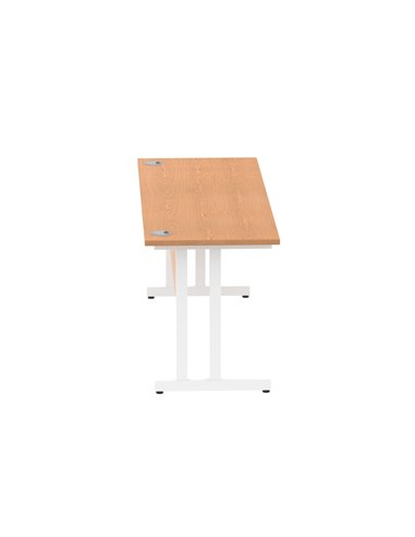 Dynamic Impulse 1800 x 600mm Straight Office Desk Oak Top White Cantilever Leg MI002656
