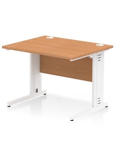 Dynamic Impulse 1000 x 800mm Straight Office Desk Oak Top White Cable Managed Leg MI002722